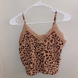 Cheetah print lace tank top